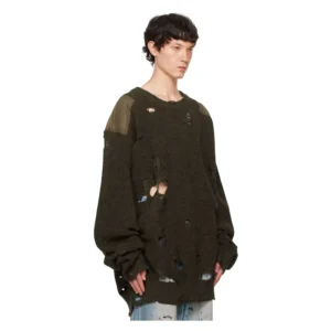 Clothing Factory Custom Men’s Oversized Distressed Drop-Shoulder Sweater