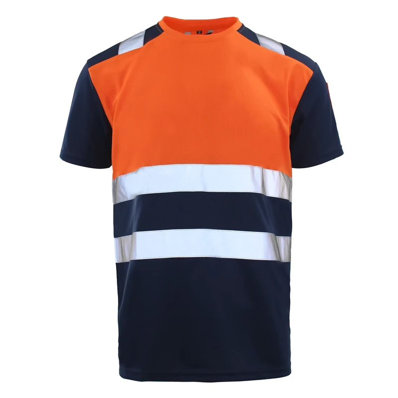 Clothing Factory Short Sleeve Reflective Safety Cotton Polo Shirt High Visibility Security T Shirt Work Wear