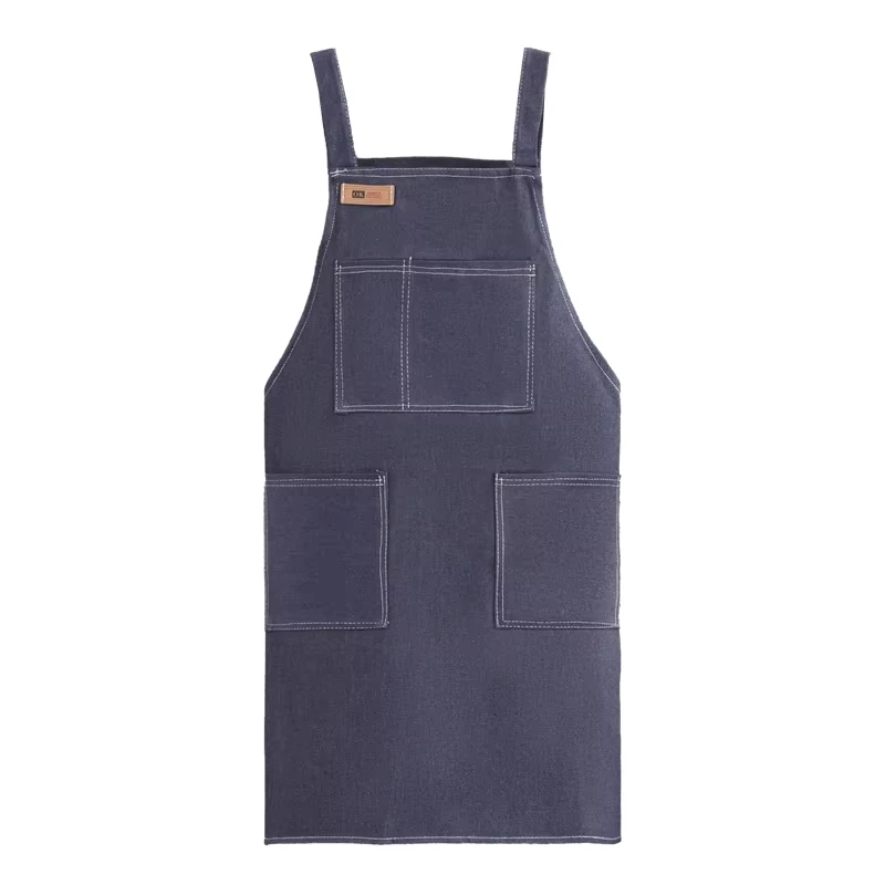 Coffee Shop Chef Restaurant Leather Denim Cotton Canvas Apron with Bib