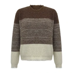 Color Block Chunky Knit Sweater Vintage Pullover Simple Casual Style Blank Pullover for Women