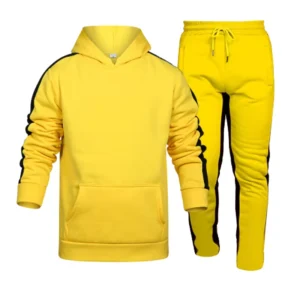 Color Block Hoodie & Sweatpants Tracksuit Set Breathable Quick Dry Sports Jogging Suit with Regular Fit Pants for Gym Running