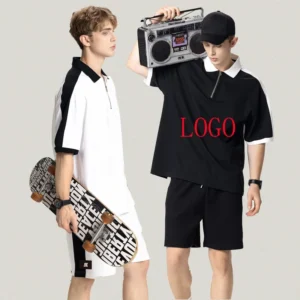 Color Contrast Half Zipper Raglan Polo t Shirt 260gsm Polo Collar T shirt Custom Logo Plain Polo Shirts