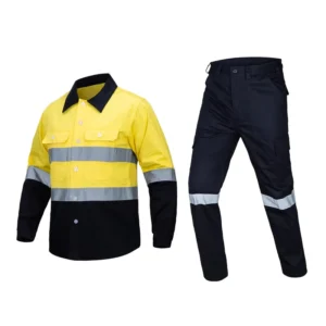 Comfortable Cotton Long Sleeve Hi Vis Safety Clothing Yellow Orange High Visibility Reflective Shirt Men Women Logo