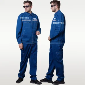 Comfortable Denim Electrician Sewing Fire Resistant Jacket Pants Work Clothes Industrial Safety Suits