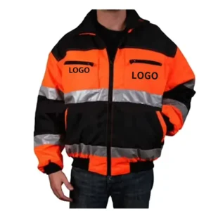 Comfortable Hi Vis Construction Orange Safety Reflective Zipper Jacket Reflective Winter Jackets