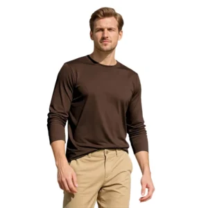Comfortable Mercerized Fabric Custom Logo Long Sleeve Cotton Tshirts For Men