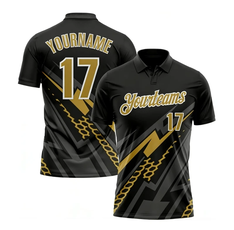 Comfortable Unisex Sports Jersey Shirt Solid Custom Design Black Old Gold Durable Breathable Quick Dry Shirt