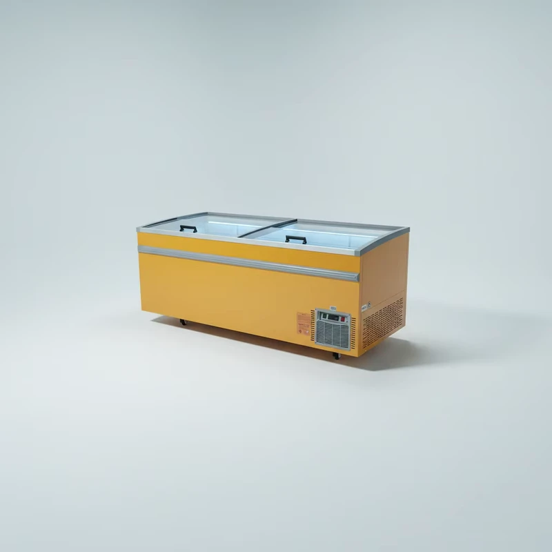 Commercial Refrigeration Equipment Freezing Meat Ice Cream Display Horizontal Island Hotel Use Glass Door Chest Freezer