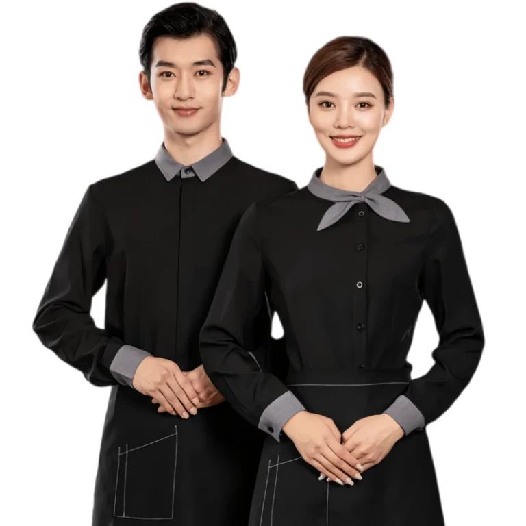 Commercial-Restaurant-Wait-Staff-Workwear-Breathable-Wrinkle-Resistant-Custom-Embroidered-or-Printed-for-Hotels-and-Cafes