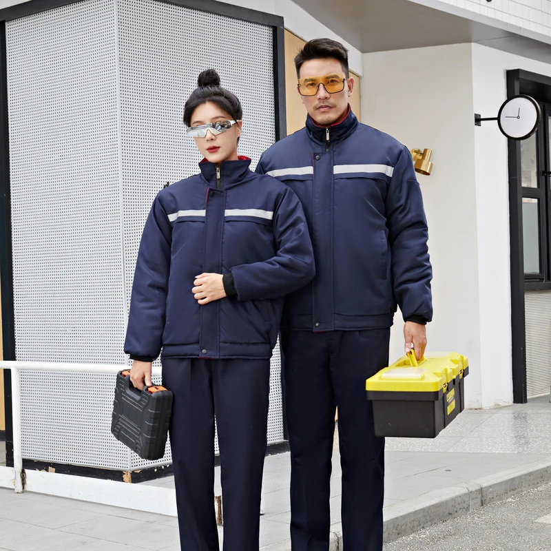 Construction Custom Unisex Custom Logo Reflective Blue Wear Rough Workwear Winter Coat Freezer Jacket Uniform