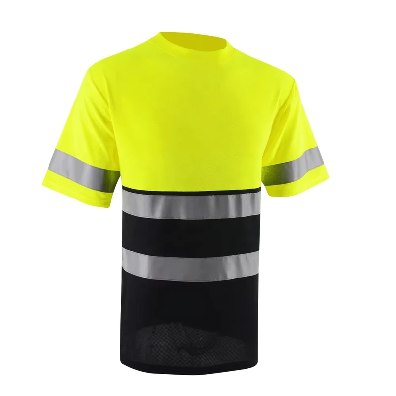 Construction Hi Vis Breathable Reflective Work Safety Shirts Contrast Color Design CLASS 1 Customizable