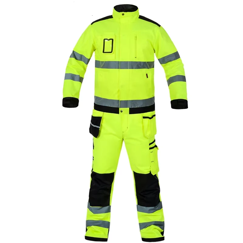 Construction Hi Vis Reflective Jacket and Pants Safety Workwear Set