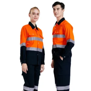 Construction Hi Vis Shirts Cotton Long Sleeve High Visibility Safety Work Shirt With Pocket