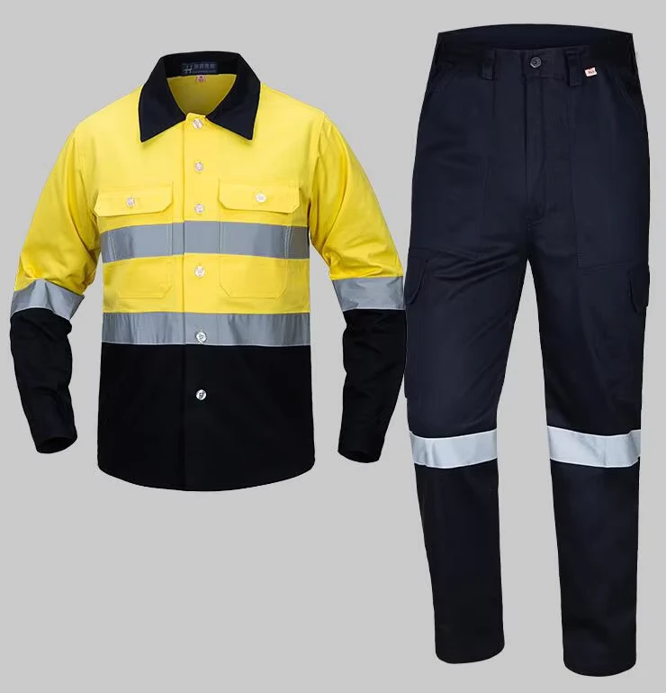 Construction High Hi Vis Workwear Work Clothes Wear Jacket Uniform Working for Men Overalls Industrial Safety Reflective Shirt
