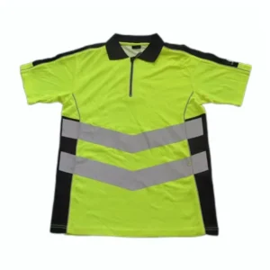 Construction High Visibility Safety Polo Shirt Two Tone Short Sleeve Worker Polo Tshirts With Reflective Stripes