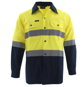Construction Reflective Clothing 100% Cotton Fabric Custom Hi Vis Long Sleeve Safety Shirt Cargo Workwear Work Shirts