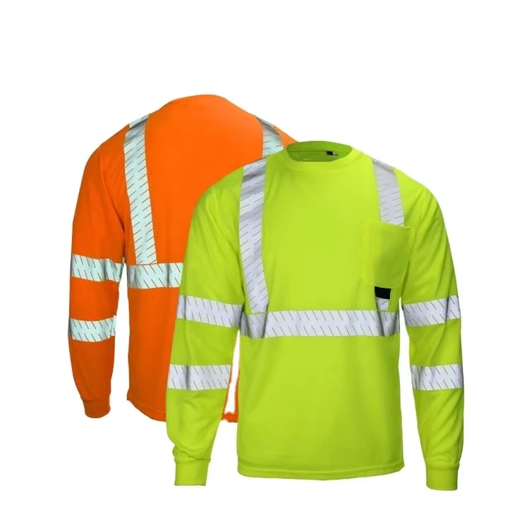 Construction Uniforms Short Shirt Long Sleeve Hi Vis Reflective Road Safety T Shirt Men
