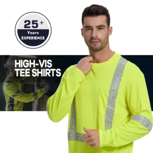 Construction Work Clothing Reflector Fr Shirts Hi Vis Shirt Long Sleeve Workwear High Visibility Reflective Shirts for Men