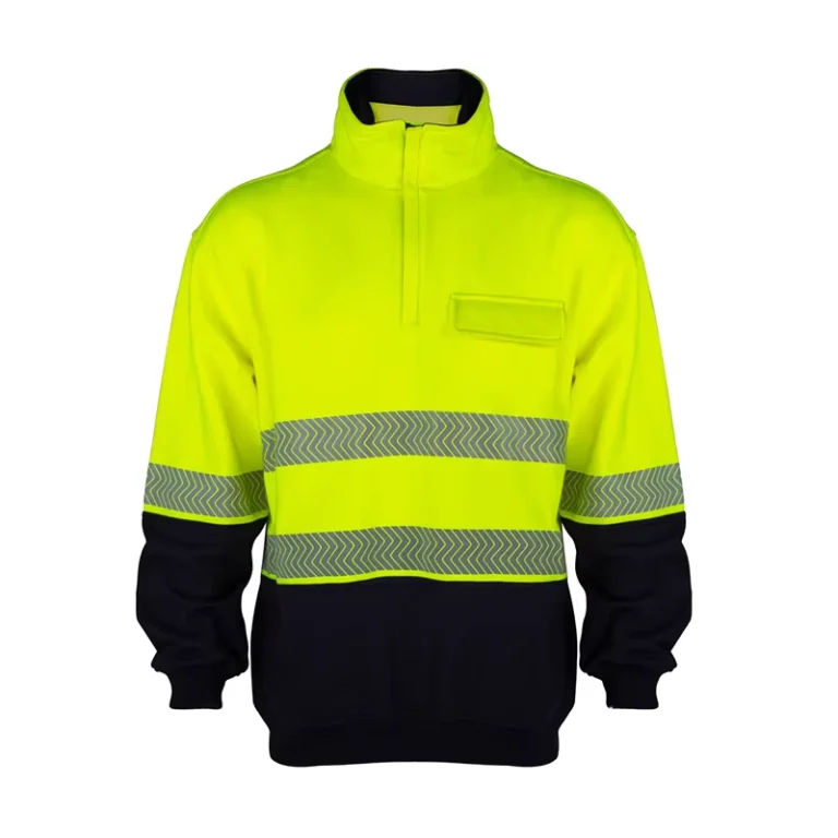 Construction-Working-High-Visibility-Knitted-FR-Reflective-Fluorescent-Yellow-Safety-Sweater-Hi-Vis-Sweatshirt-Without-Hood