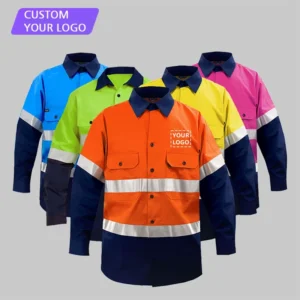 Construction and Mining Long-Sleeve Reflective High-Visibility Safety Work Shirt