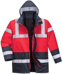 Contrast Traffic PU Hi Vis Coated Jacket Waterproof Work Wear Reflective Safety Raincoat