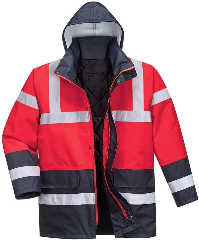 Contrast-Traffic-PU-Hi-Vis-Coated-Jacket-Waterproof-Work-Wear-Reflective-Safety-Raincoat