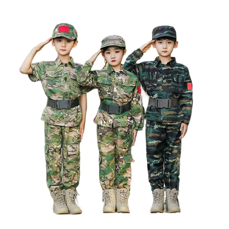 Cool Children Green Costume Camouflage Suit Career Cosplay Costume Kids Adult Camouflage Uniform