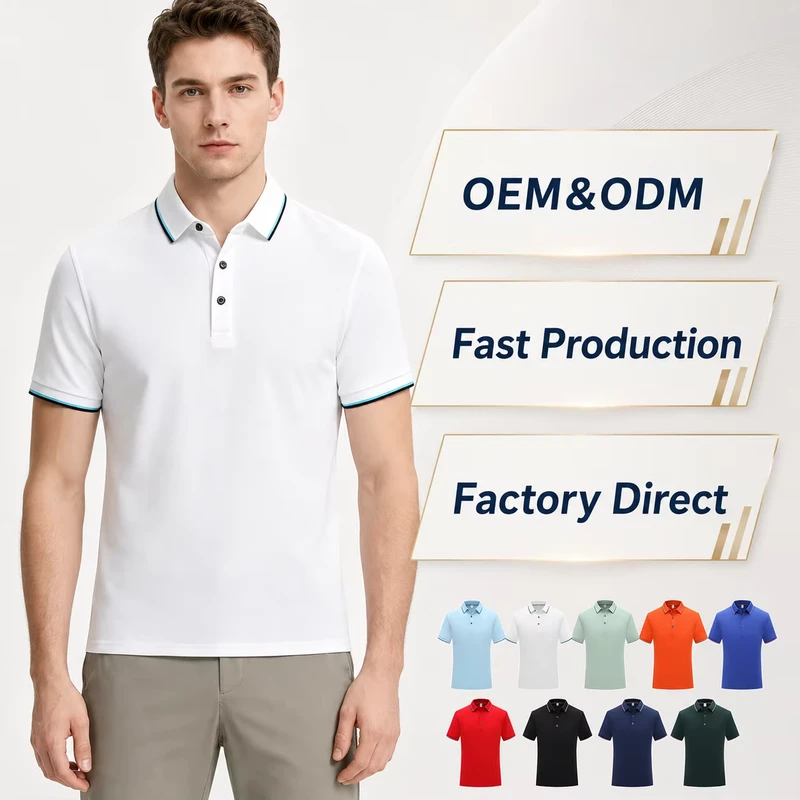 Corporate Cool Touch Polo Shirts Custom Logo Cotton Spandex Blend Breathable Smooth Business Casual Elegant Manufacturer