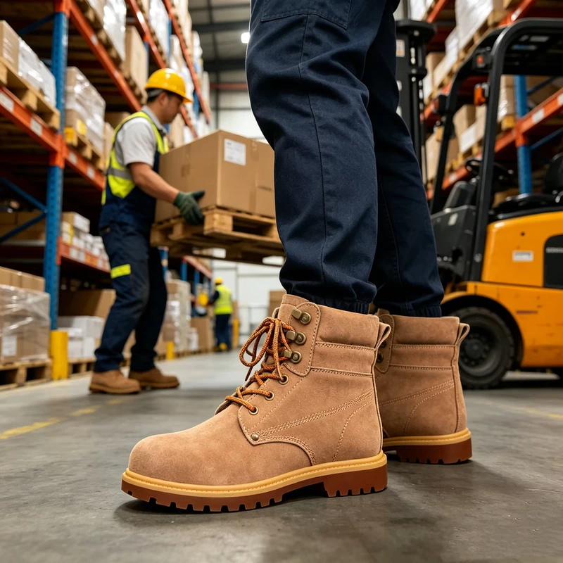 Corporate Uniform Safety Shoes Nubuck Leather Comfort Anti Slip Wear Resistant Footwear for Staff