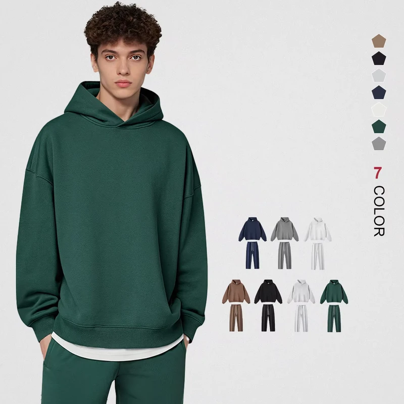 Costom Hoodies Mens Pullover Bulk Cropped Oversized Fleece Hoodie Set Custom Sweatsuit Unisex Jogger Set