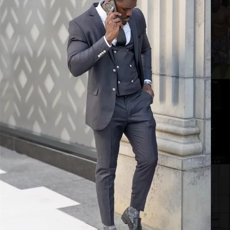 Costume Homme Men Suits 3 Pieces Tailor Made Wedding for Formal Tuxedos Groom Suit (Jacket +Pants+ Vest)