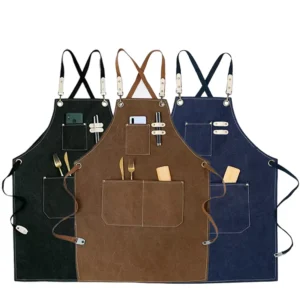 Cotton Canvas Chef Aprons Commercial Work Uniforms for Kitchen BBQ Bar Cafe & Restaurant Staff Unisex Wei Lantian Brand