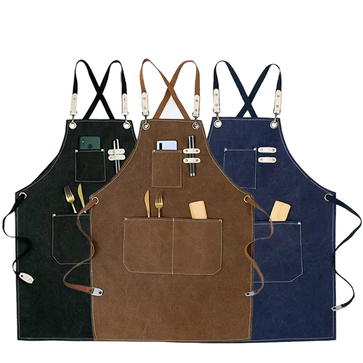 Cotton Canvas Chef Aprons Commercial Work Uniforms for Kitchen BBQ Bar Cafe & Restaurant Staff Unisex Wei Lantian Brand