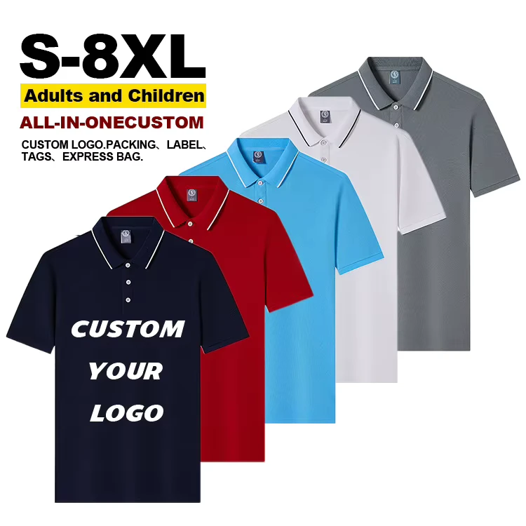 Cotton Golf Polo Shirt Sports Workwear for Adults and Kids Printed Logo
