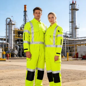Cotton Hi Vis Reflective Safety Workwear Overalls Jumpsuit Workshop Mechanical Mining Uniform Custom Logo Work FR Coveralls