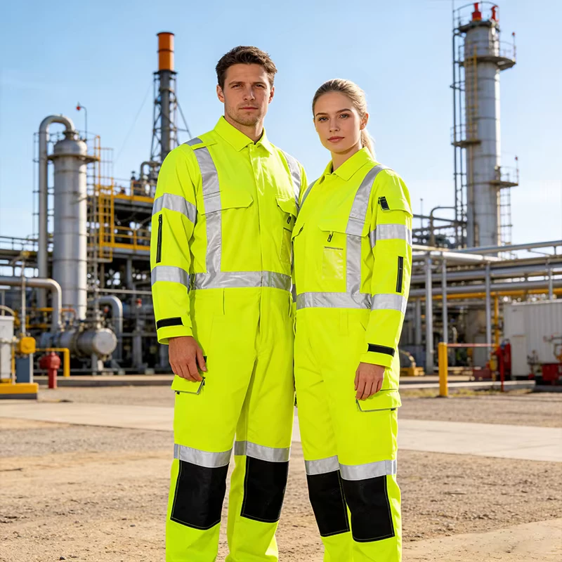 Cotton Hi Vis Reflective Safety Workwear Overalls Jumpsuit Workshop Mechanical Mining Uniform Custom Logo Work FR Coveralls