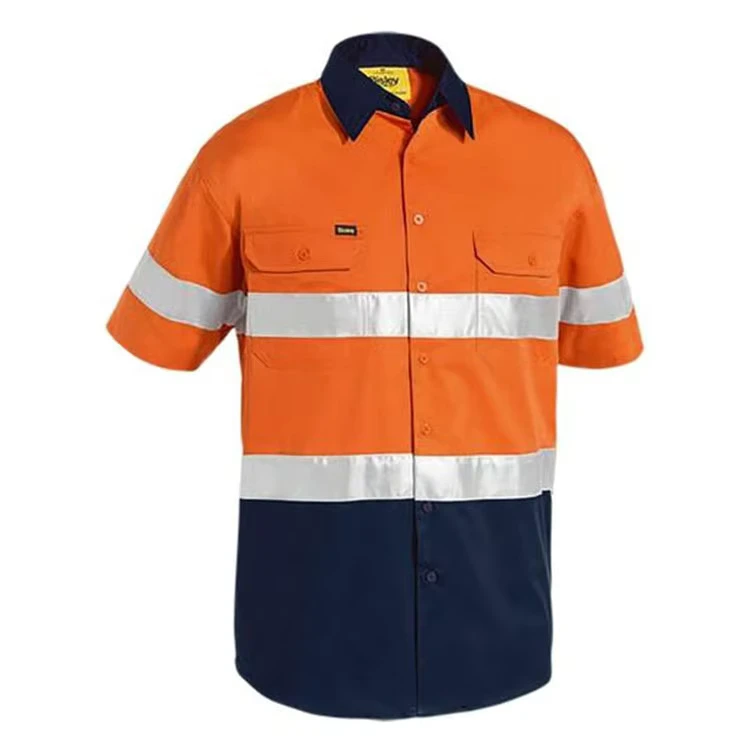Cotton Hi Vis Security Work Construction Reflective Safety T shirts High Visibility Polo Shirt for Protective Clothing
