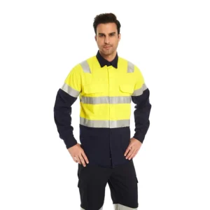 Cotton Hi Vis Shirts Protective Yellow Work Safety Jacket Workwear for Men Work Clothes Custom