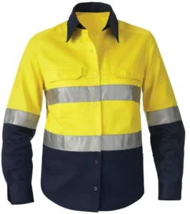 Cotton Hi vis Long Sleeve Two Tone Reflective Safety Work t Shirt Clothing with Reflective Tapes for Man Woman logo Customize