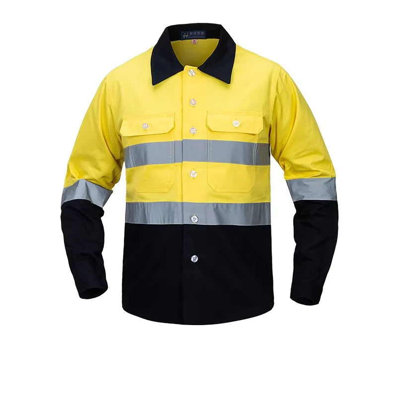Cotton High Visibility Reflective Long Sleeve Workwear Uniform