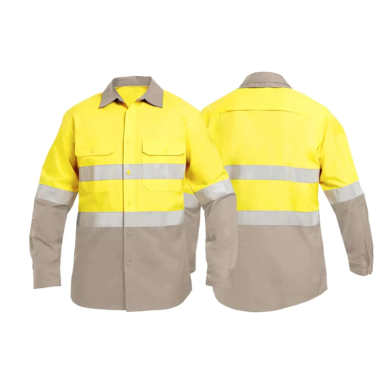 Cotton Long Sleeve Reflective Hi Vis Work Shirt for Mechanics Construction Mining and Coal Work