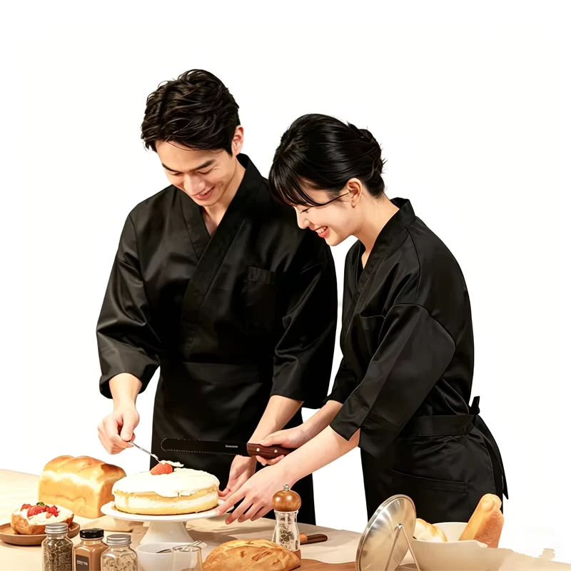 Cotton Polyester Restaurant Cafe Kitchen Unisex Kimono Japanese Sushi Chef Coat