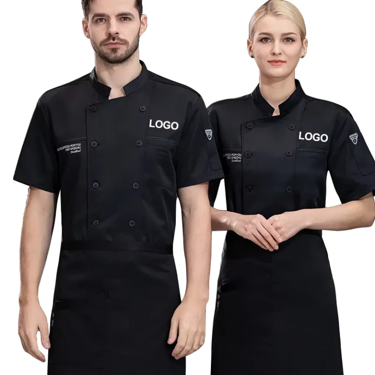 Cotton-Polyester-Short-Sleeve-Restaurant-Waiter-Shirt