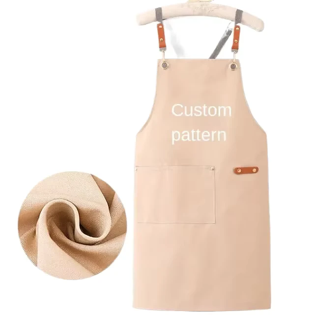 Cotton Restaurant Unisex Apron Customized Logo Barbecue Bar Shop Cafe Beauty Nail Studio Uniform Barista Bartender Apron