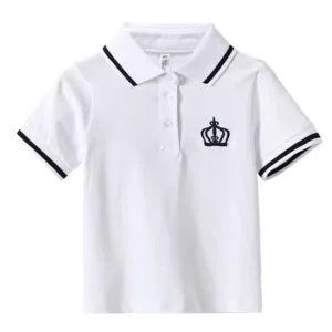 Cotton Summer Kids School Uniform Short Sleeve Embroider Logo Polo T-Shirt