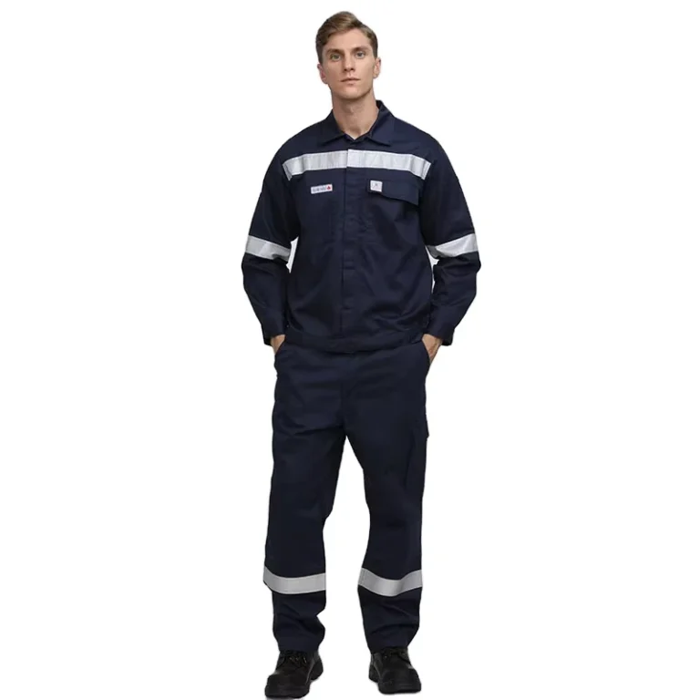 Cotton-Two-Piece-Car-Repair-Work-Uniform-with-Reflective-Hi-Vis-Coverall