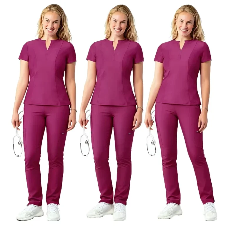 Cotton-Womens-Hospital-Uniforms-Eco-Friendly-Nursing-Scrubs-Breathable-V-Neck-Antibacterial-Pull-On-Pants-Scrub-Tops