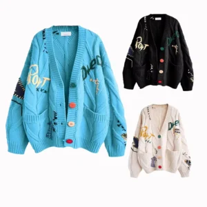 Cozy Casual Solid Color Thermal Knit Cardigan Sweater for Women