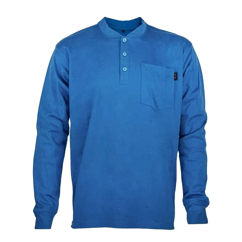 Crew FR Fire Retardant Shirts Custom Long Sleeve Flame Resistant Shirts Manufacturer Welding Work Henley
