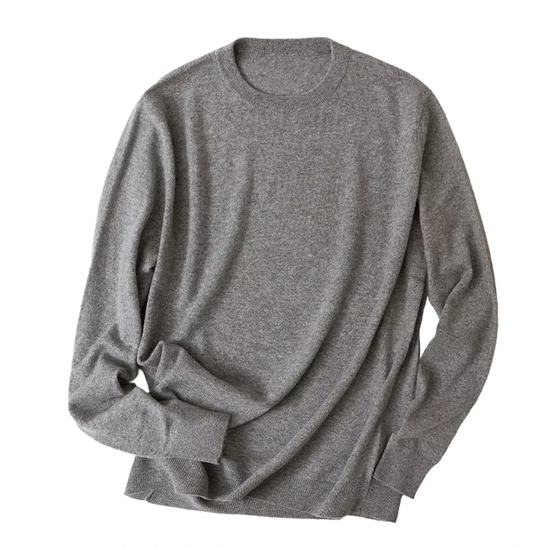 Crew Neck Plain Color Knitted Long Sleeve Men Sweaters Custom Knitted Soft Fashion Inner Mongolia Cashmere Pullover Sweater
